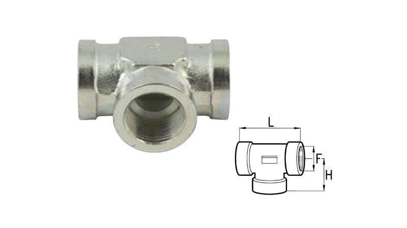 T PIECE HYDRAULIQUE BSP FEMELLE-FEMELLE 1/4