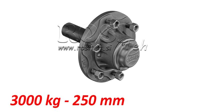 POLUOSOVINA BEZ KOČNICA - 3000 kg (6 VIJAKA) - 250 mm