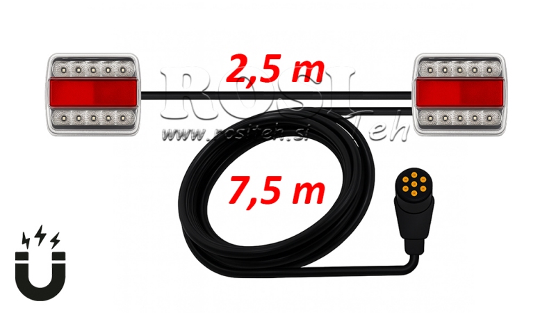 LED MAGNETIC LIGHT SET WITH 7.5 MET. + 2.5 MET. CABLE
