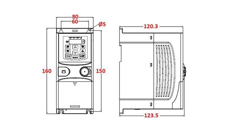 TAJUNTAVAIHTEEN MUUNTAMINEN-INVERSIO 3Vaihe 0.75kW GD20-0R7G-4-EU
