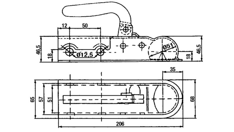 TAŽNÉ HÁKY PRO AUTOMOBILOVÉ PŘÍVĚSY KULATÉ FI50