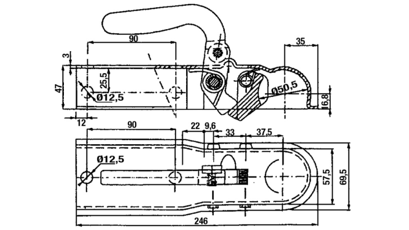 TOWING HOOK FOR CAR TRAILER SQUARE 60