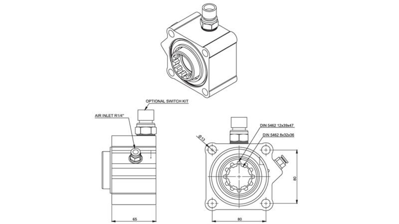 Dimensões DO MOTOR HIDRÁULICO - ZF ALUMÍNIO COM INTERRUPTOR