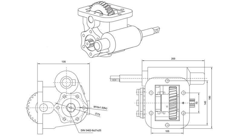 Rozmery HYDRAULICKEJ ČERPADLA - ZF- MB 800 STRANA