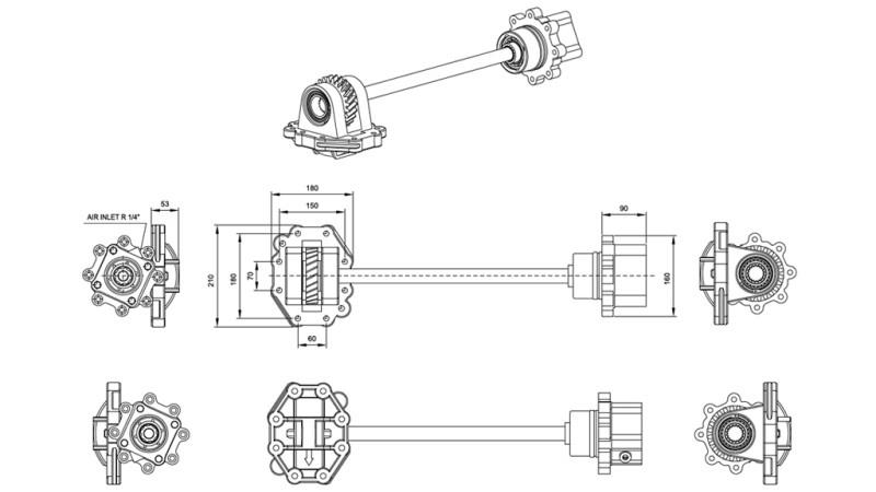 Dimensions OUTPUT FOR HYDRAULIC PUMP - SCANIA GRS 905