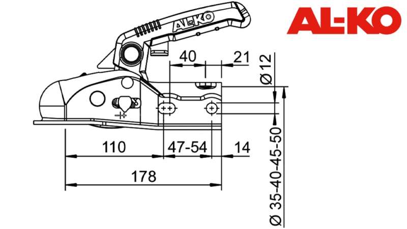 BUGSERINGSKROG AL-KO AK-270 TIL BIL TRAILER RUNDT 2,700 KG FI35/40/45/50