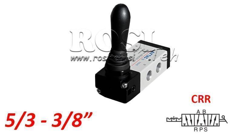PNEUMATYCZNY ZAWÓR RĘCZNY 5/3 3/8 PRT-1053-CRR Z POWROTEM RĘCZNYM