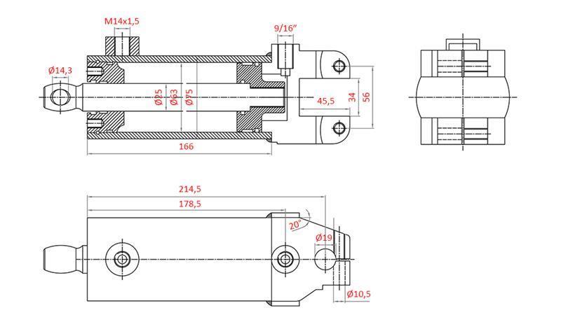HYDRAULINEN OHJAUSSYLINTERI MASSEY FERGUSON OEM-1605121M91, 1605121M92 532193M91, 3773711M91