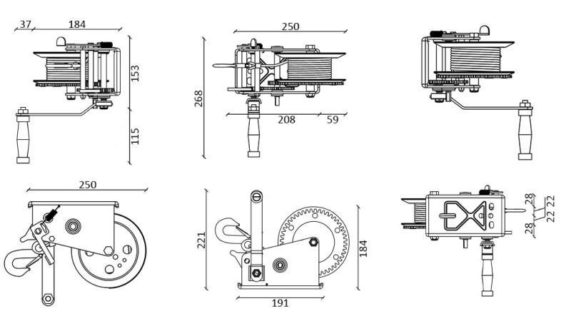 HÅNDVINSJ DWK 35 V - 1588 kg - SYNTHETISK BELTE