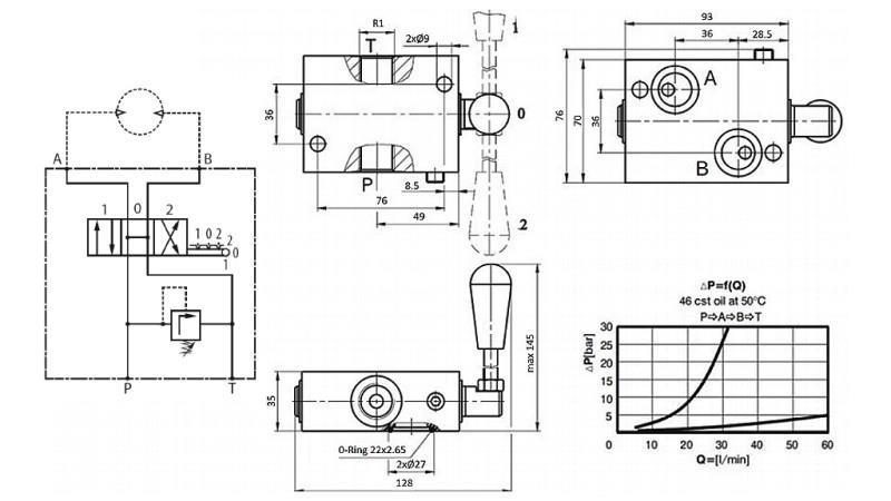 MANUAL VALVE FOR HYDROMOTOR MP-MR-MH OPEN CENTER - 50lit