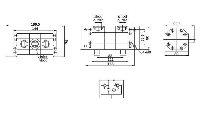 HYDRAULISCHE TANDPOMP STROOM 2/1 (9.5-18.9lit - max.240bar) 4.2cc/SEG