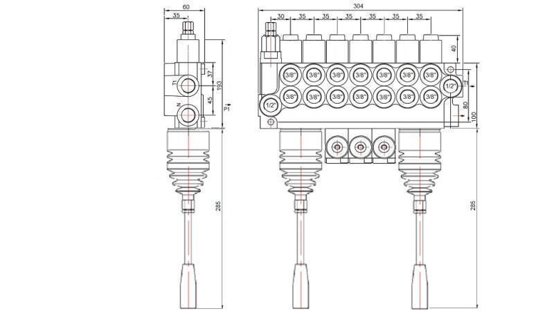 HID. VENTIL 7xP40 2x JOYSTICK