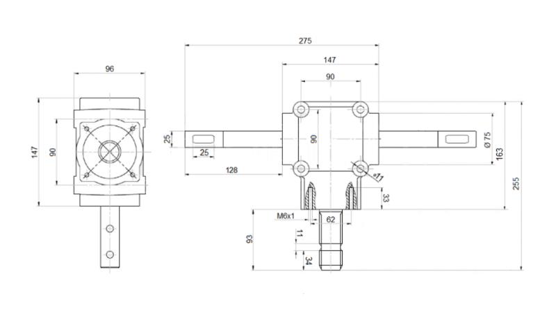 ÚHELNÍ REDUKTOR DVOJITÉ OSY 1: 1.14 (27HP-20kW)
