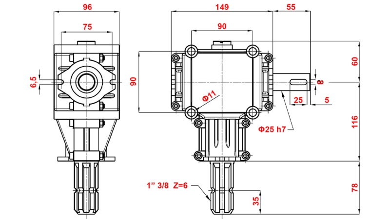 KUTNI REDUKTOR PTO 1:1,9 (14HP-10kW)