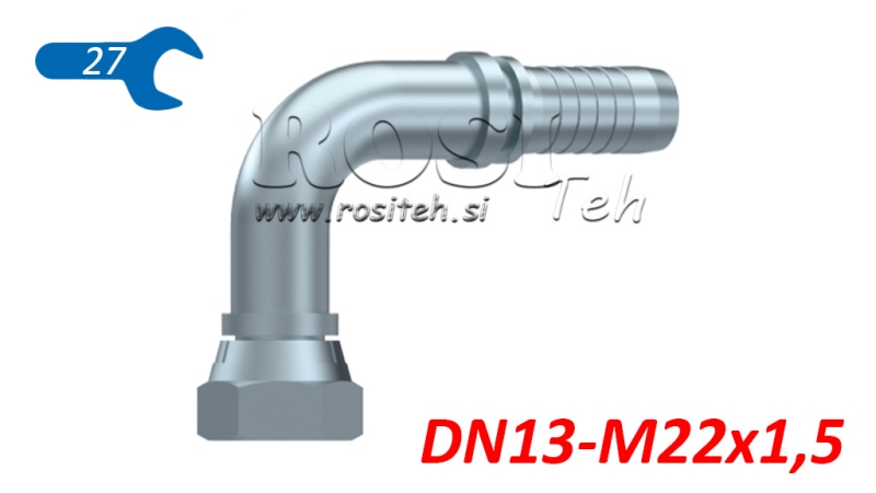 HIDRAULINIS BSP MOTERIS ELBOW 90° DN13-M22X1,5