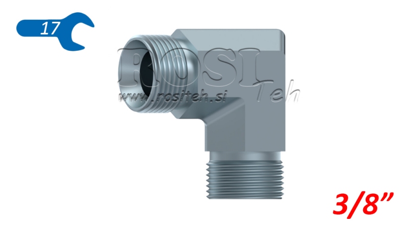 HIDRAULIČNO KOLJENO 90° BSP KRATKO OKRETNA MATICA–MUŠKI 3/8