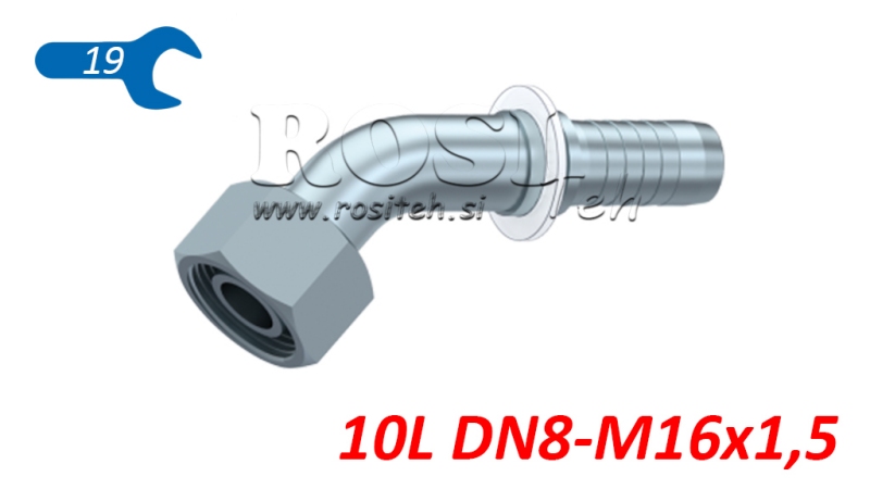 HIDRAULINĖ SĄSAJA DKOL 10 L SU Moterišku ELBOW 45 DN8-M16X1,5