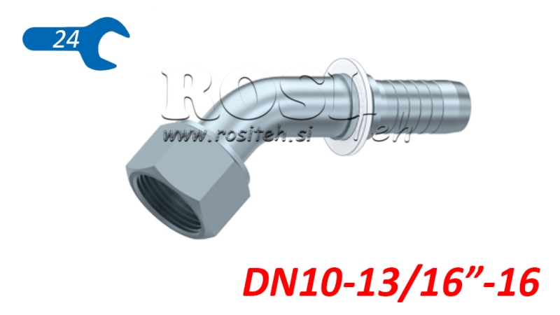 CONEXIÓN HIDRÁULICA DKORFS CODO FEMENINO 45° DN10-13/16-16