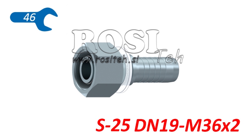POŁĄCZENIE HYDRAULICZNE DKOS 25 ŻEŃSKIE DN19-M36X2
