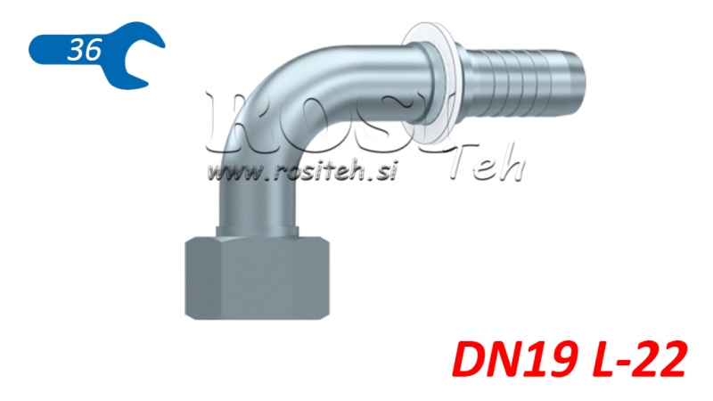 HYDRAULICKÁ PRÍPOJKA DKOL 22 L SAMICA KOLENO 90° DN19–M30×2