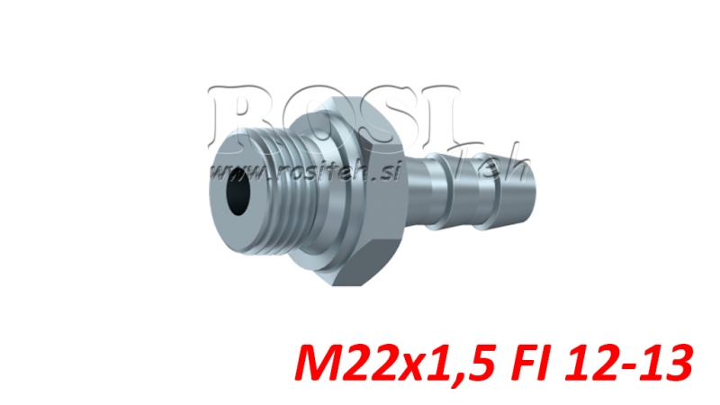 CONECTOR HIDRAULIC MASCULIN M22X1.5 PENTRU FURTUN DIN CAUCIUC Φ 12-13
