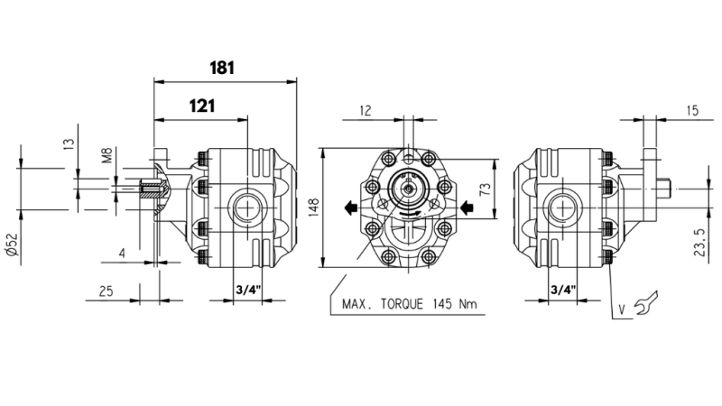 HYDRAULISCHE GEGOTEN IJZER POMP OMKEERBAAR 40CC CASAPPA