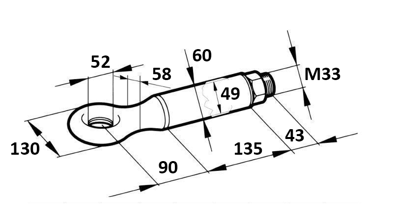 VUČNA KUKA VRTLJIVA FI52 14000/3000KG