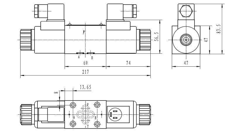 HYDRAULIC ELECTROMAGNETIC VALVE CETOP 3 12/24/230V N6_dimensions