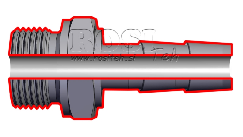 HYDRAULISCHE MANNELIJKE AANSLUITING 3/4 VOOR RUBBER SLANG Φ 19-20