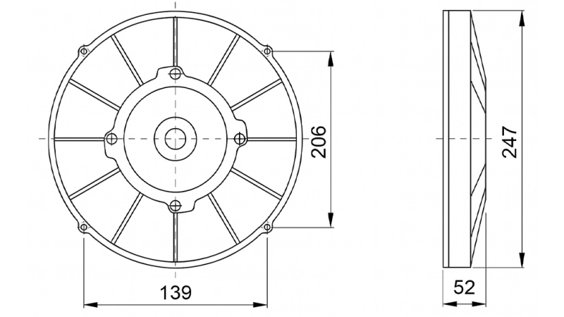 AXIALE VENTILATOR 225MM DUIDEN 24V