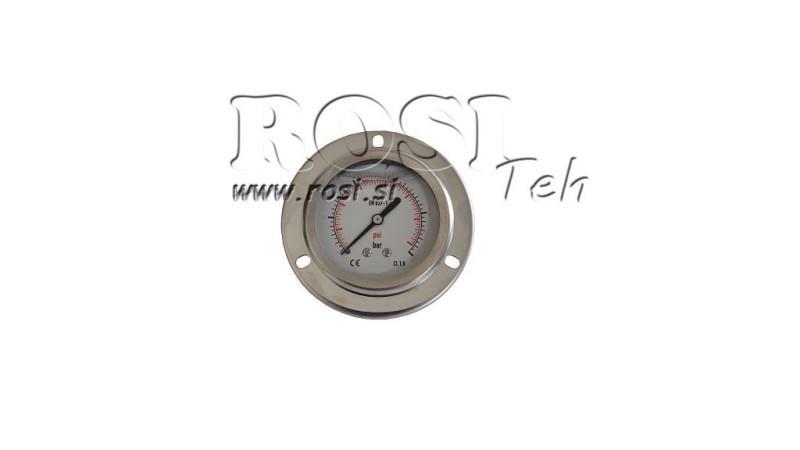 MANOMETER DN63 ACHTER 0 - 25 BAR - 1/4