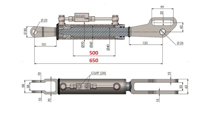 2TON. SEITLICHE HUBSTREBENVERSTELUNG FORK 60/40-150 (500mm-650mm)