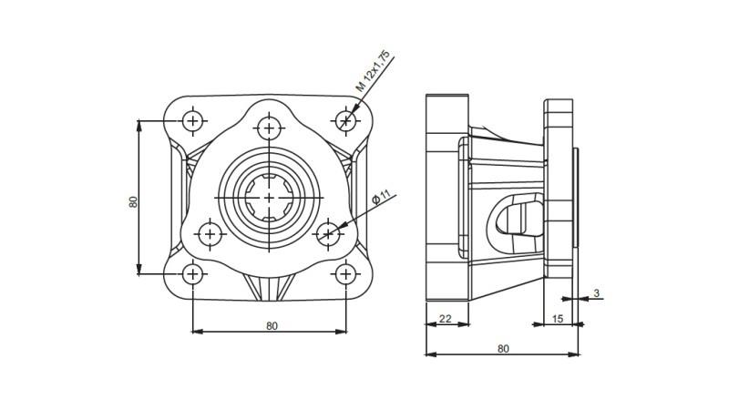 3X4 ADATTATORE POMPA IN GHISA