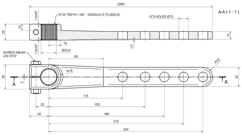 BRAKE LEVER FOR TRAILER AXLE