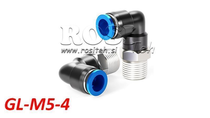 PNEUMATIC PLUG ANGLE CONNECTOR TPA WITH THREAD GL-M5-4