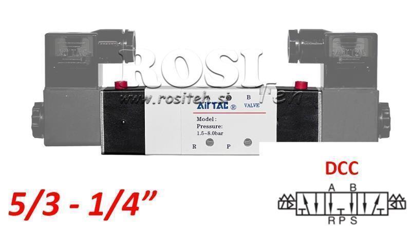 PNEUMATIKUS ELEKTROMOS SZELEP 5/3 BISTABIL 1/4 PRT-0853-DCC