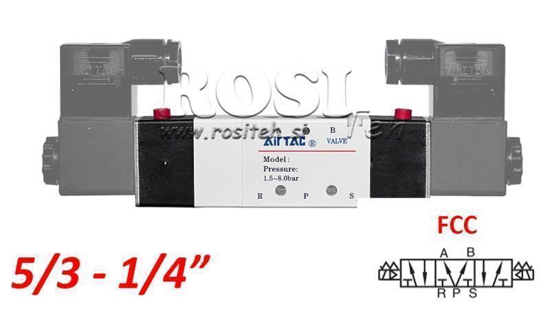 PNEUMATIKUS ELEKTROMOS SZELEP 5/3 BISTABIL 1/4 PRT-0853-FCC