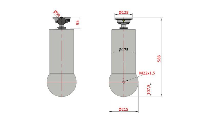 TELESKOPPZYLINDER - MEILLER KIPPER 5 STUFEN 175mm - 15 Tonnen HUB 1750mm