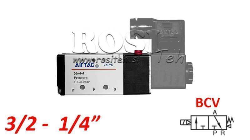 ELETTROVALVOLA PNEUMATICA 3/2 MONOSTABILE 1/4 PRT-0832-BCV