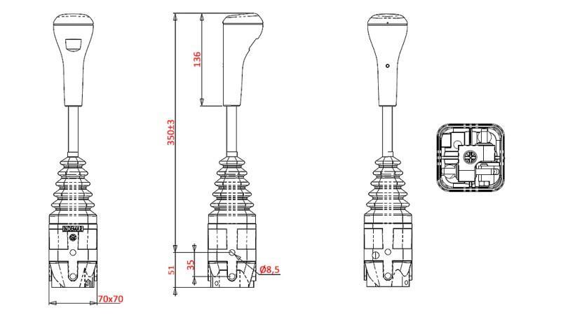 JOYSTICK INDEMAR KÄSILIFTILLE - ILMAN NAPPIA