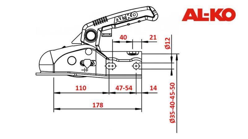 AL-KO AK-161 TOWING HITCH FOR CAR TRAILER ROUND 1,600 kg FI50-45-35