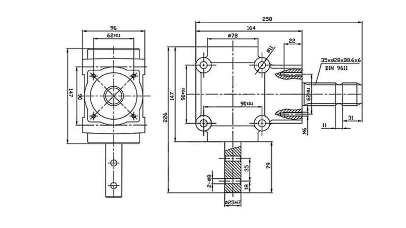 KOTNI REDUKTOR L-155J 1: 1,14 (16HP-12kW)