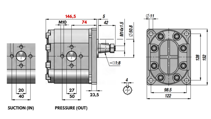 BOMBA HIDRÁULICA GR.3 46 CC ESQUERDA - FLANGES