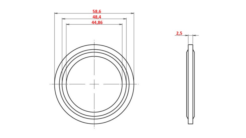 PODLOŽKA Z GUMI TESNILOM 1 1/2 - 44,86x58,6 mm
