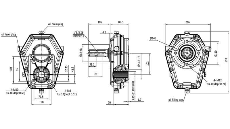 GEARBOX GR.3 -1:3.8 MALE