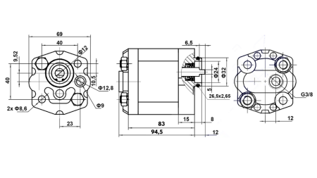 POMPA IDRAULICA 10C4,8x302 4,8 CC DESTRA