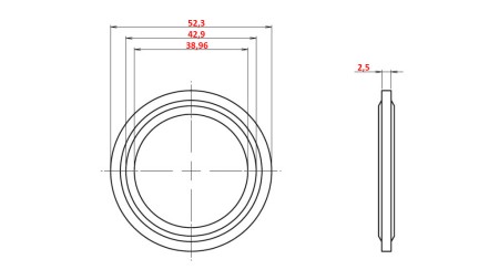 PODLOŽKA Z GUMI TESNILOM 1 1/4 - 38,96x52,3 mm
