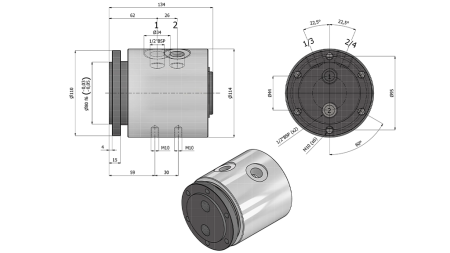 HYDRAULIC SWIVEL CONNECTION 2WAY IH2050-GS6LS 1/2 45lit/min 250vrt/min 350BAR