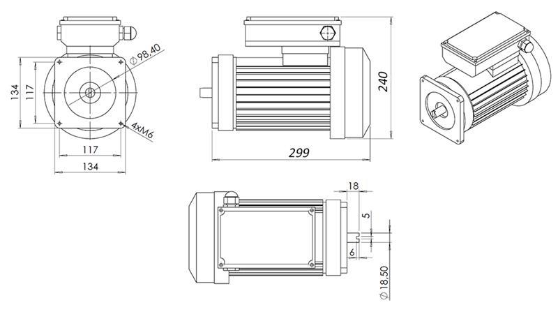 MOTORE SOSTITUTIVO PER AGGREGATO IDRAULICO 230V 1.5kW